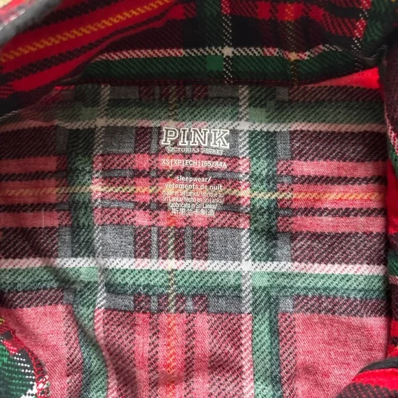PINK Victoria's Secret Red Plaid Button Down Pajama Top - Picture 4 of 6